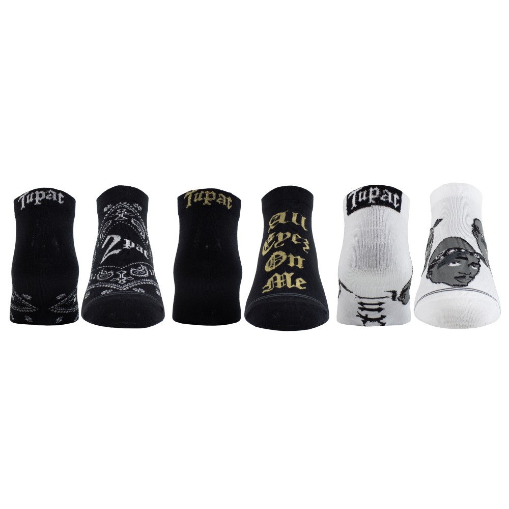 Tupac - Black Bandana 3Pair Liners Chaussettes - Noir/Blanc